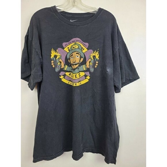 𝅺NIKE Kobe V 24 Ladder Black Firefighter Graphic Tee RARE T-Shirt Size XL